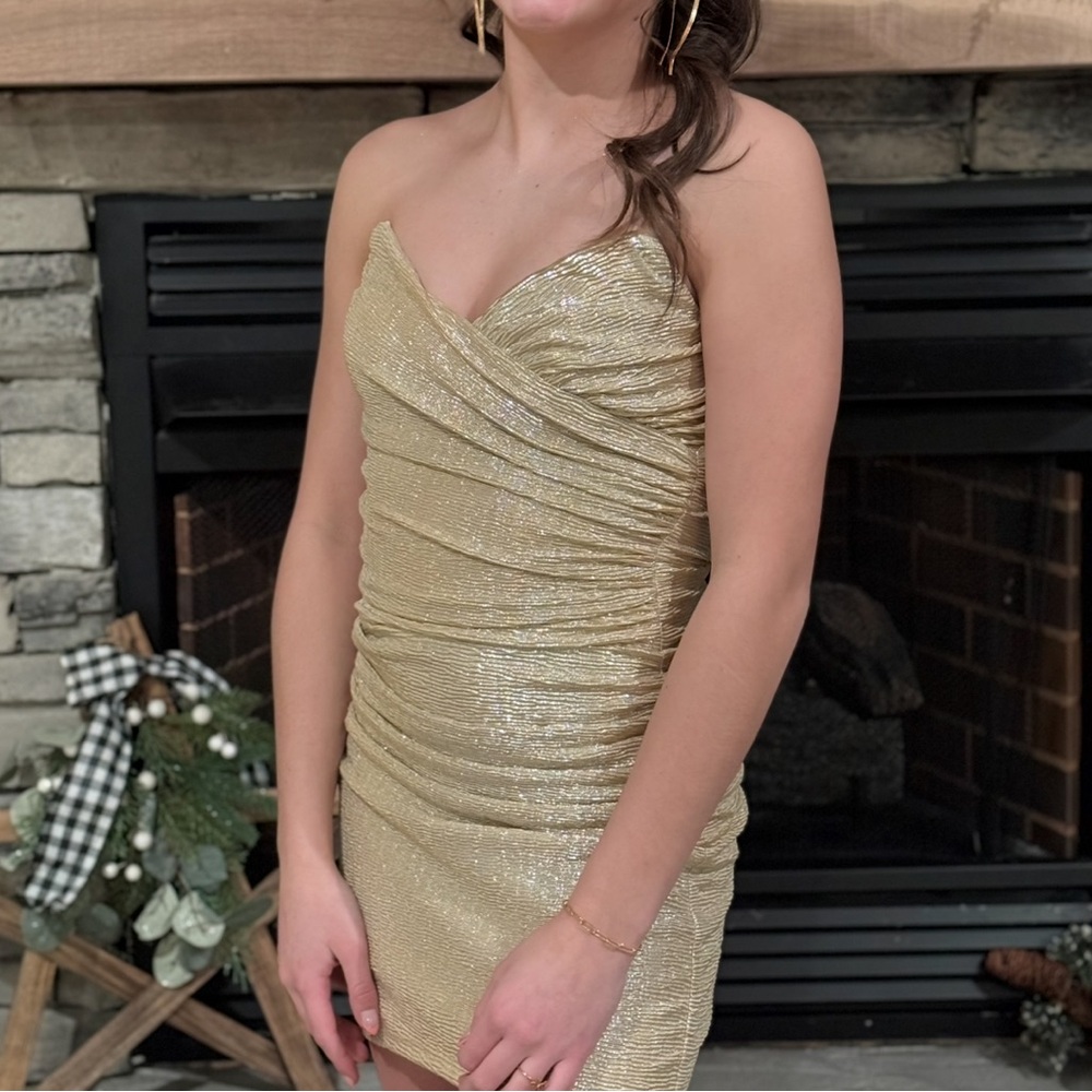 Elegant Gold Kids Dress Lucy in the Sky
